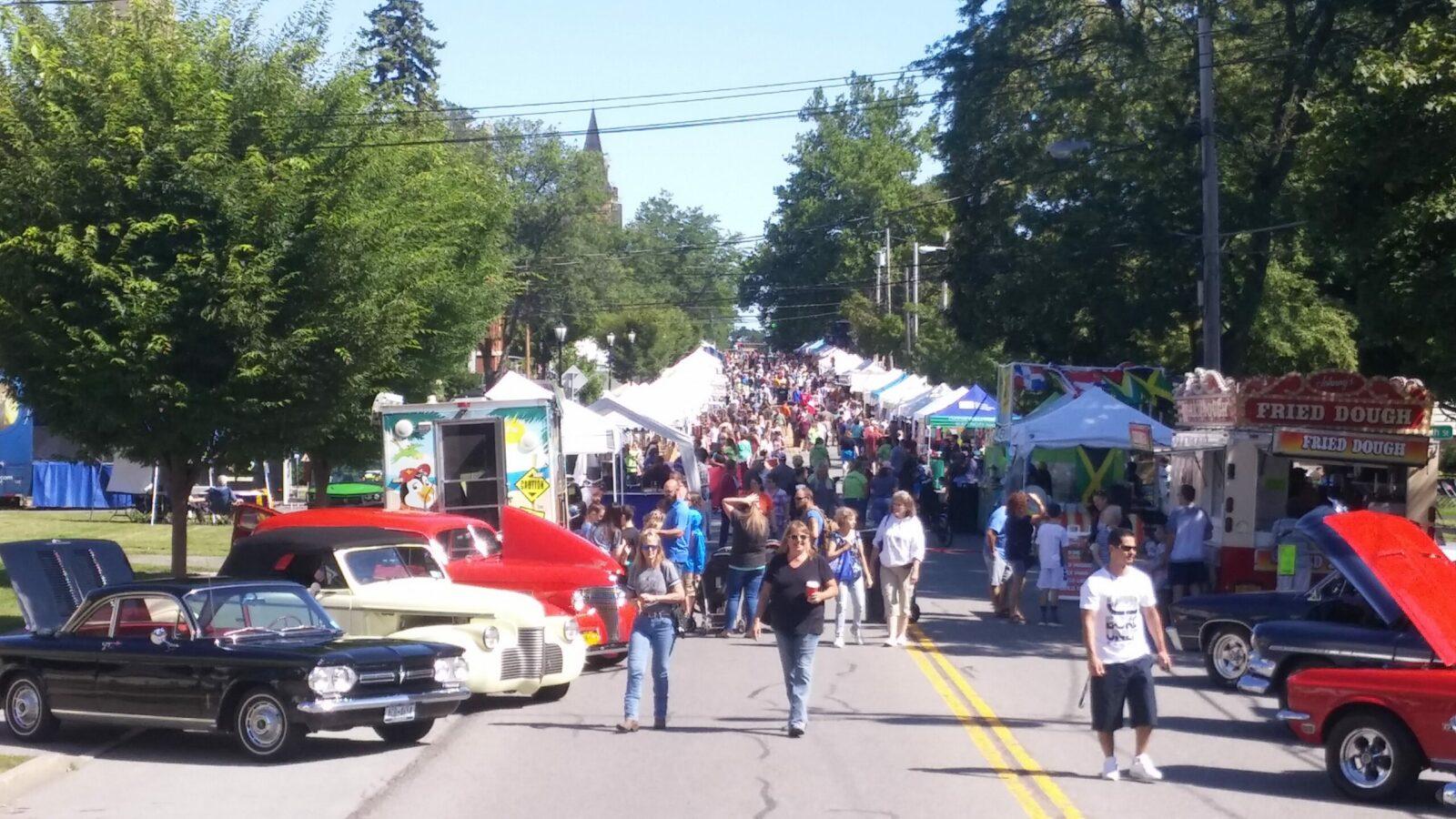 Brockport Arts Festival Cars And Street Crowd